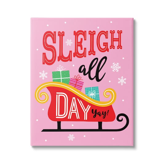 Stupell Industries Sleigh All Day Bold Gift Sled Canvas Wall Art